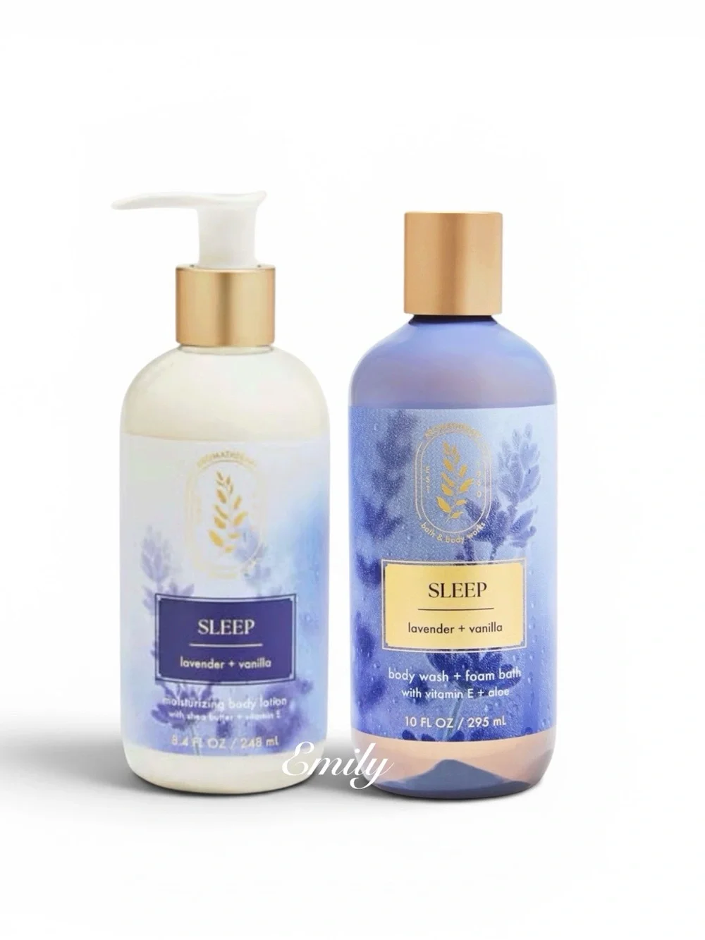 NEW! Bath & Body Works SLEEP lavender + vanilla 2 piece lotion & body wash set